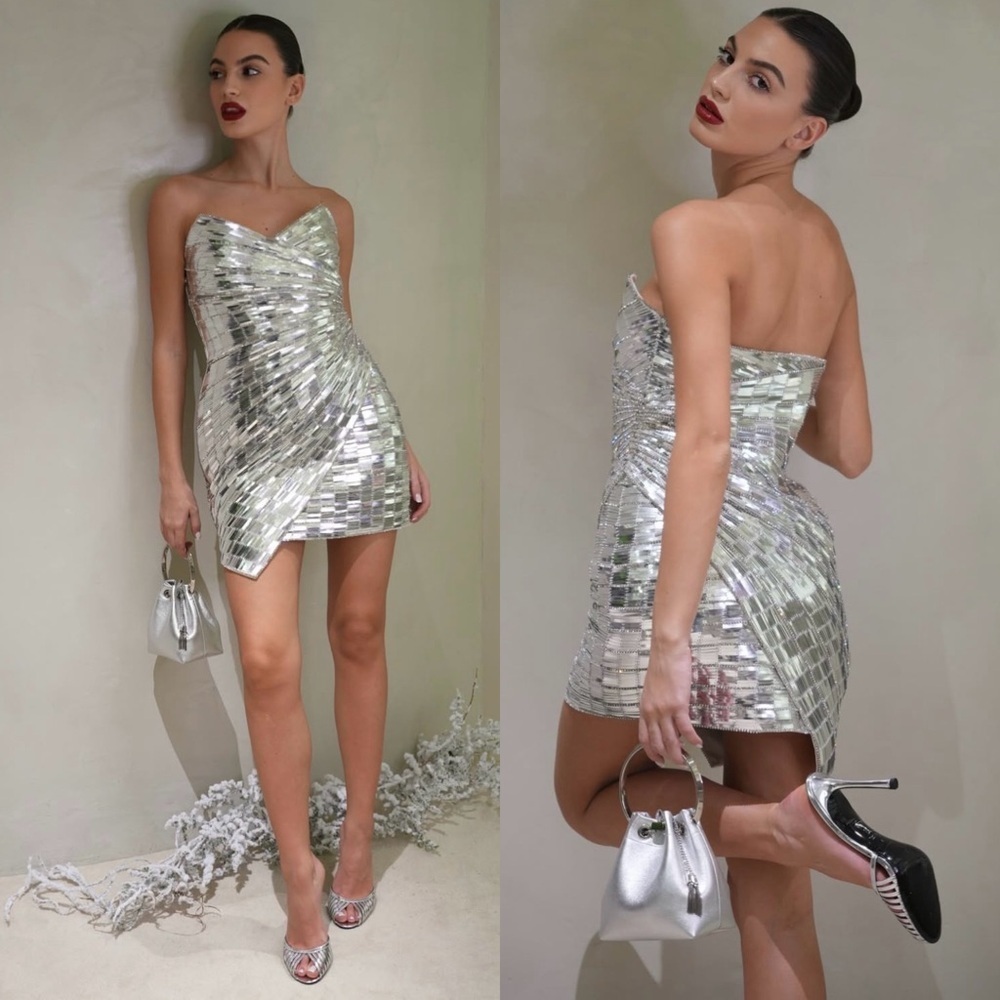Retrofete Aura Silver Embellished Dress Size Small M $1998 - Picture 2 of 16